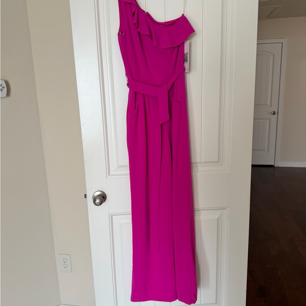 Emerald Sundae Fuchsia One-Shoulder Jumpsuit